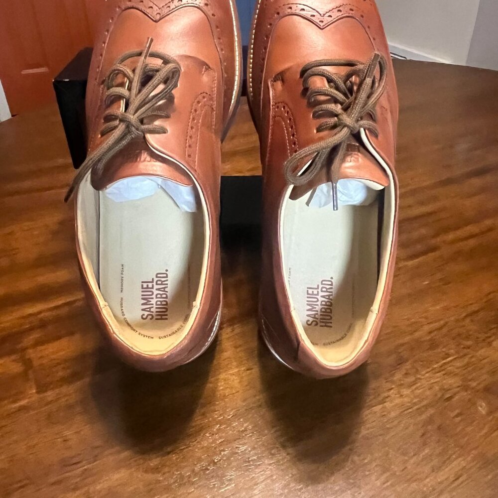 Samuel Hubbard Men's Brown Leather Tipping Point Wingtip Oxfords Size 12 - Picture 7 of 8